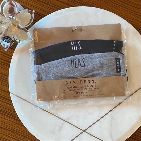 Rae Dunn Accessories - RAE DUNN HIS & HERS Reusable FACE MASKS Set of 2